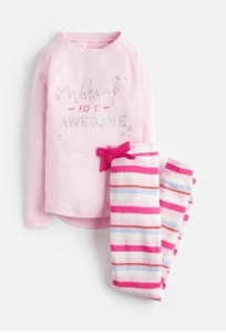 Z_ODRSLEPWL-PAWESME Pink pajama with slogan  97% cotton 3% elastane 1 through 12